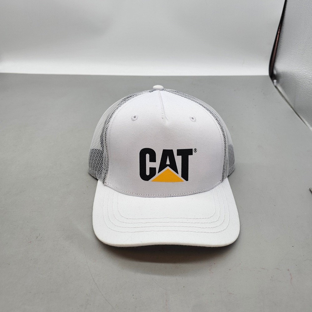 Caterpillar CAT Trucker Hat White Mesh Snapback Cap 7090049 US NWT